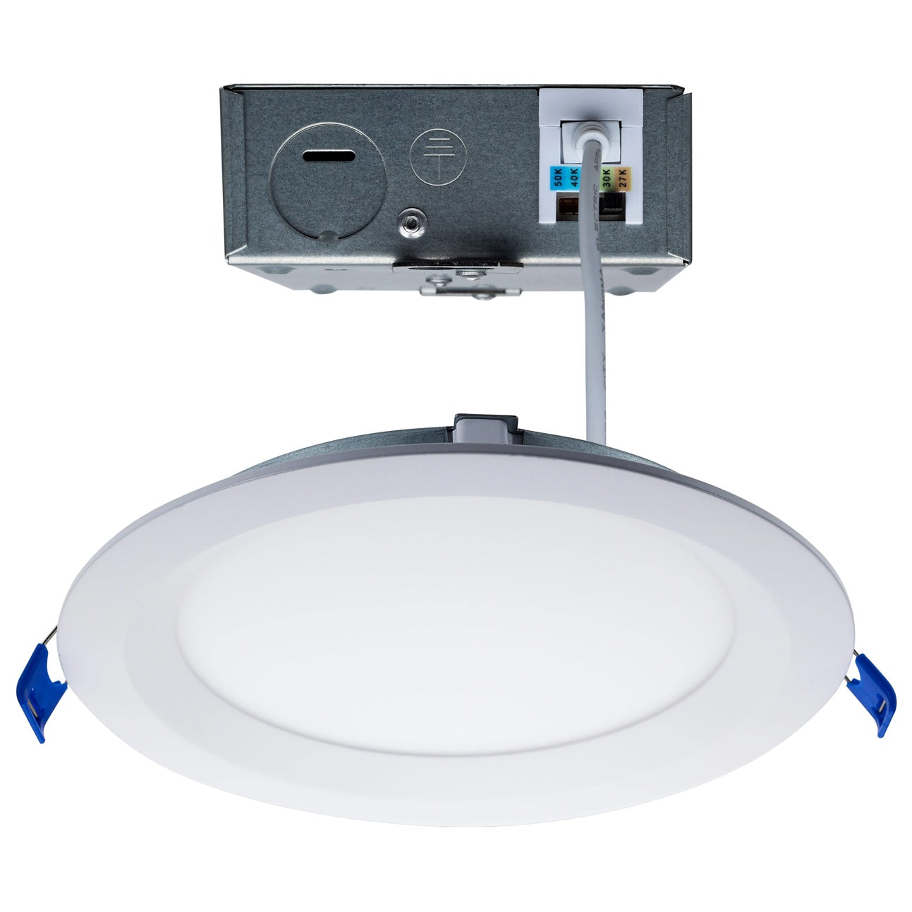 15W LED Low Profile Regress Baffle Downlight; 6" Remote Driver; CCT Selectable; Round Shape; White Finish; 120 Volt