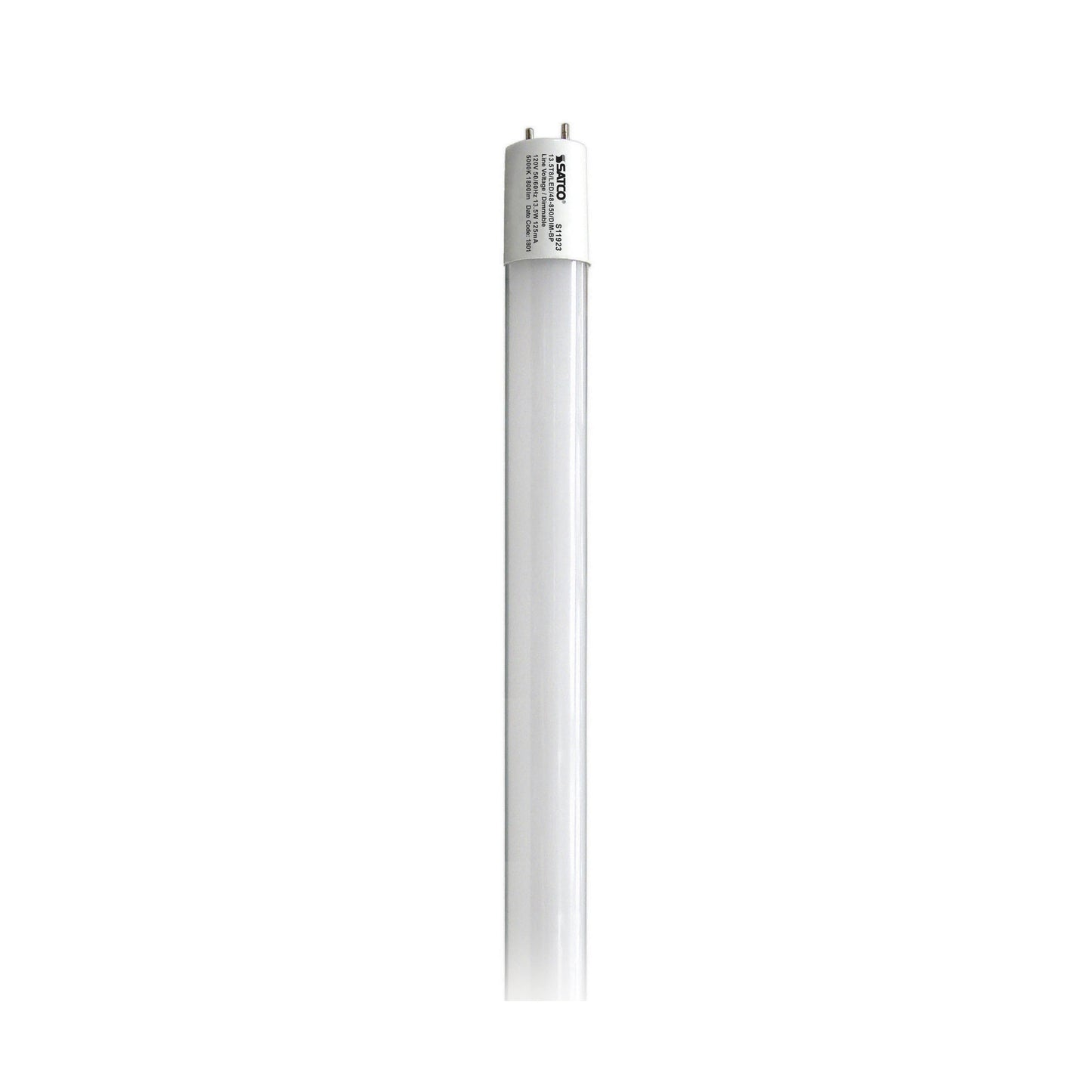 13.5 Watt T8 LED; 5000K; Medium Bi Pin base; 50000 Average rated hours; 1800 Lumens; Dimmable; Type B; Ballast Bypass; Single Ended Wiring