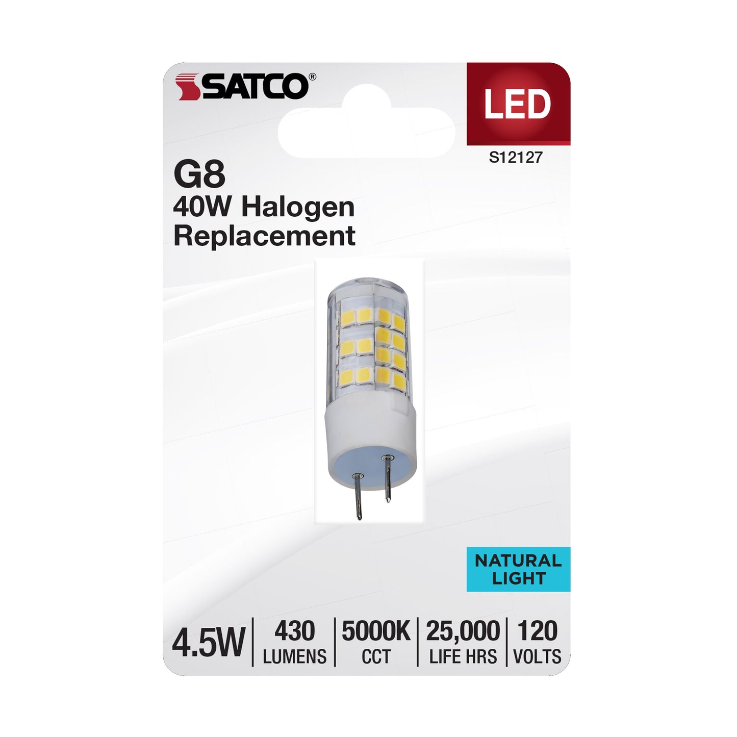 4.5 Watt Mini LED; G8 Base; 5000K; Clear Finish; 120 Volt