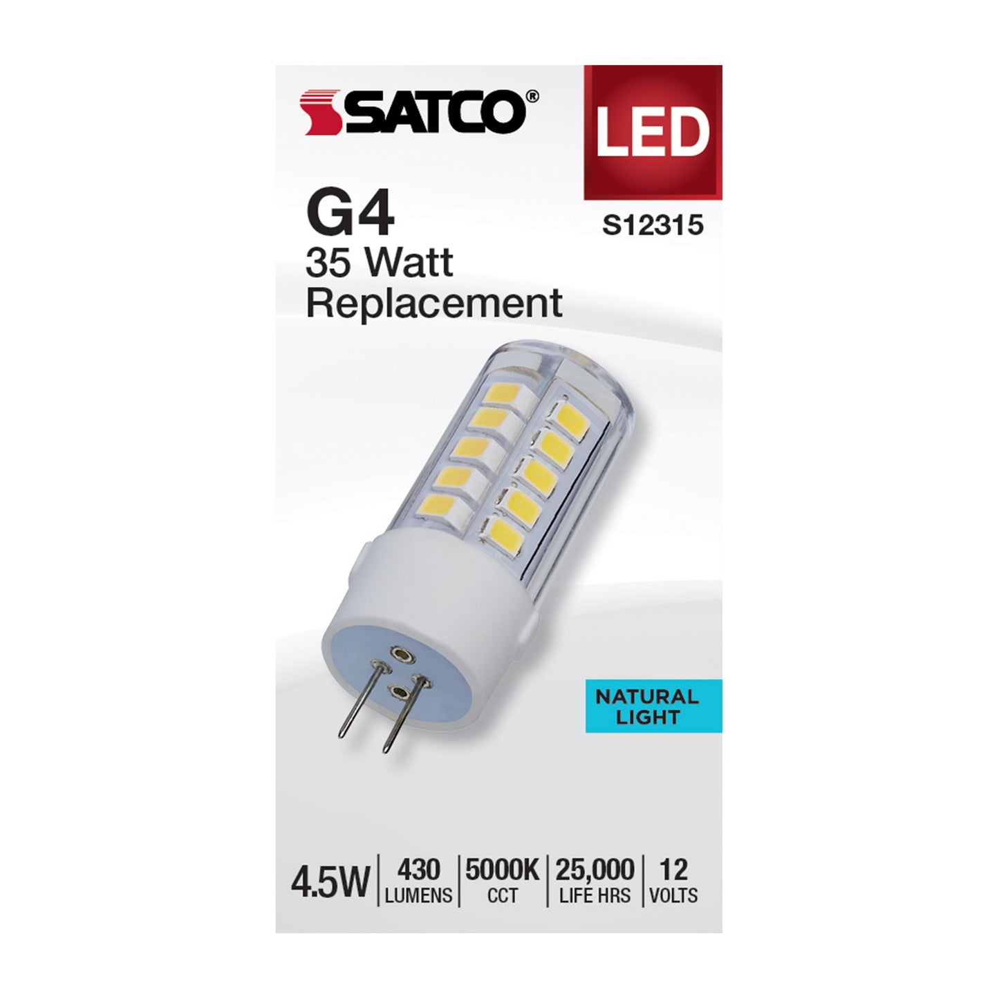 4.5 Watt T6 LED; Clear Finish; Bi Pin G4 Base; 5000K; 12 Volt