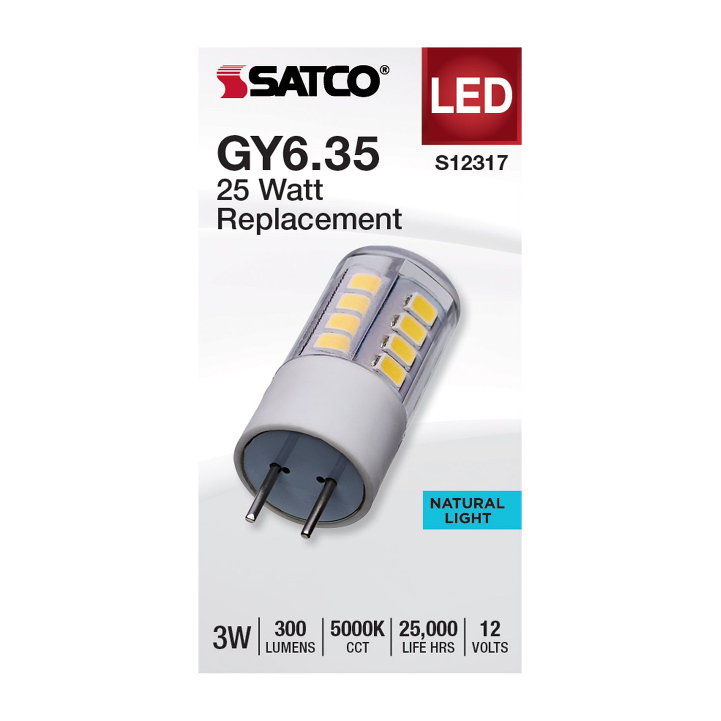 3 Watt T5 LED; Clear Finish; GY6.35 Base; 5000K; 12 Volt