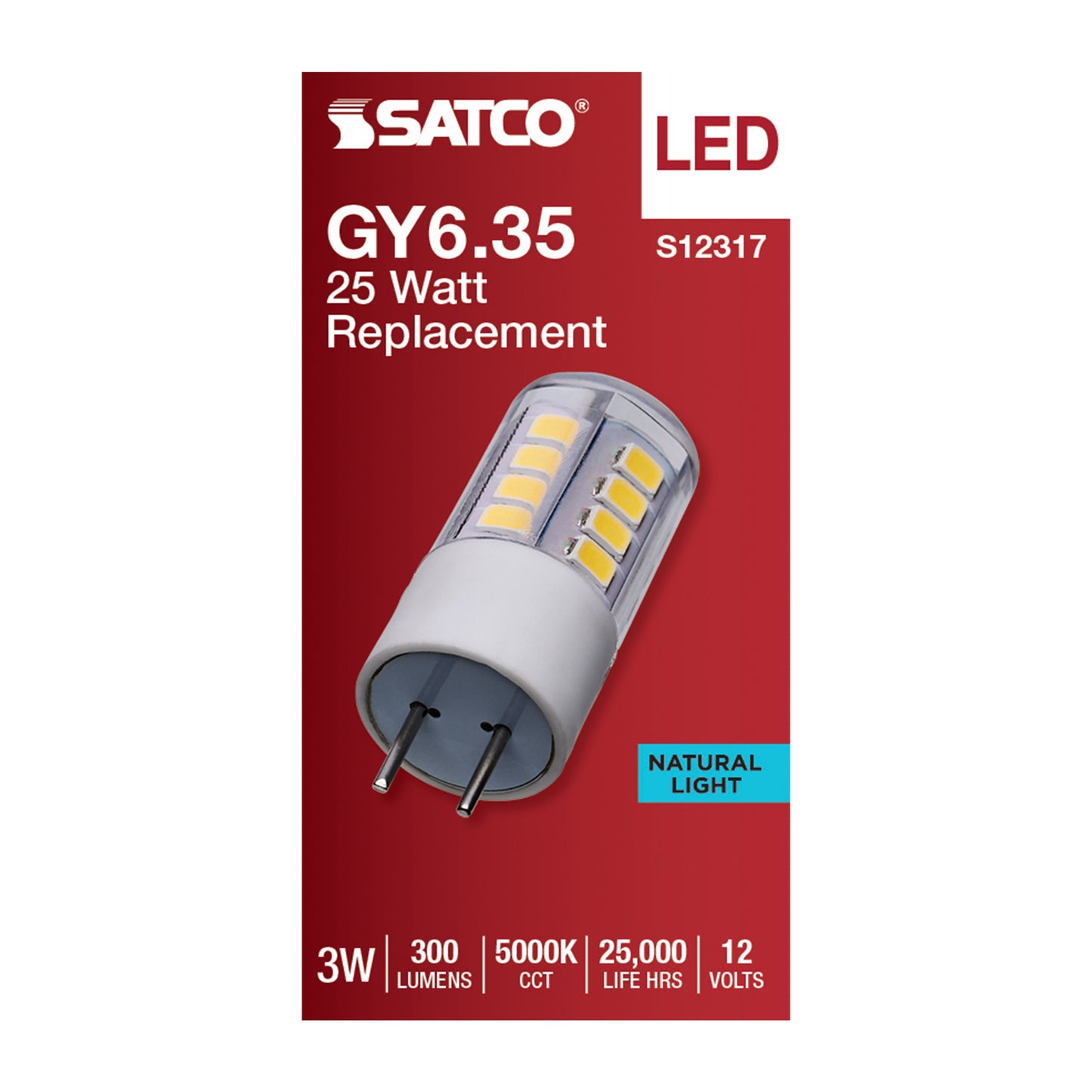 3 Watt T5 LED; Clear Finish; GY6.35 Base; 5000K; 12 Volt