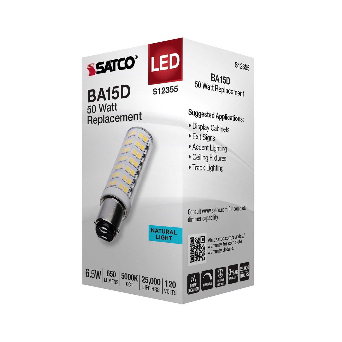 6.5 Watt T6 LED; Clear Finish; DC Base; 5000K; 120 Volt