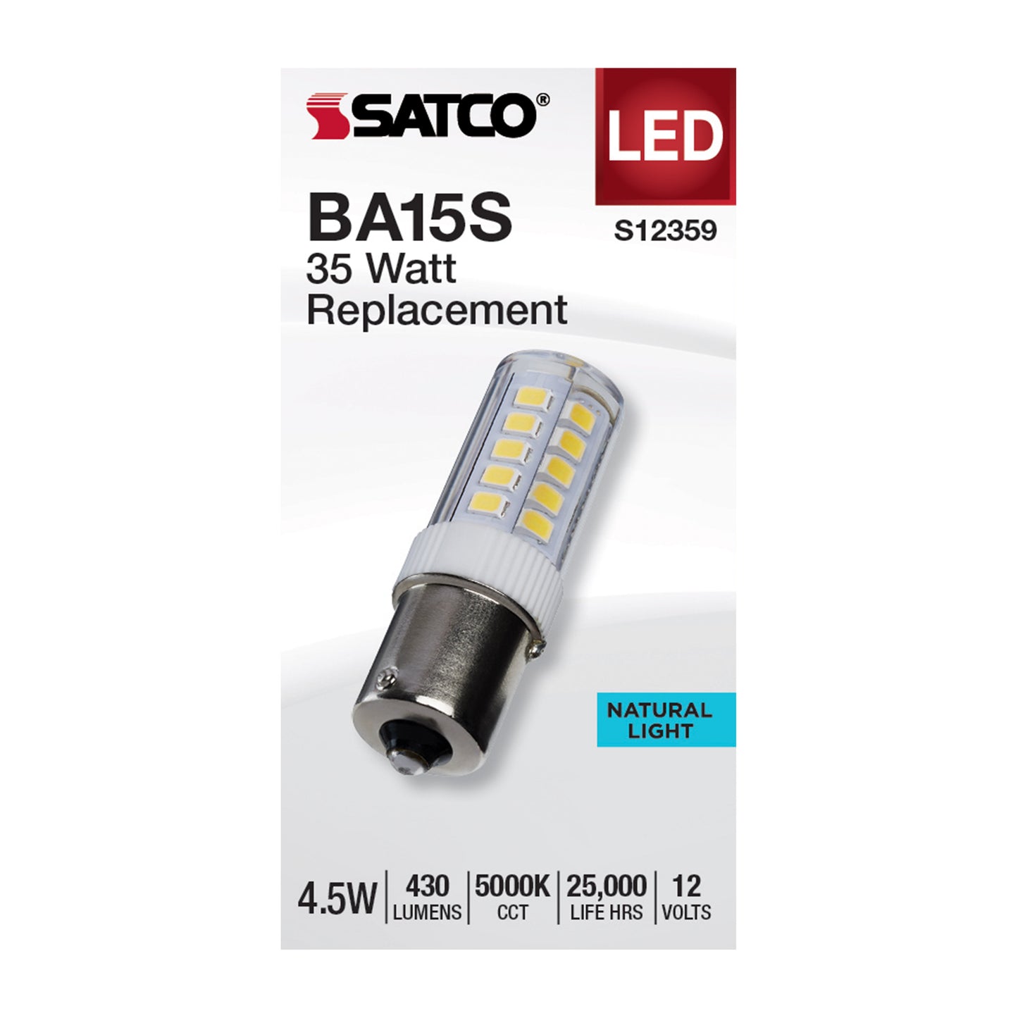 4.5 Watt T6 LED; Clear Finish; BA15s Base; 5000K; 12 Volt
