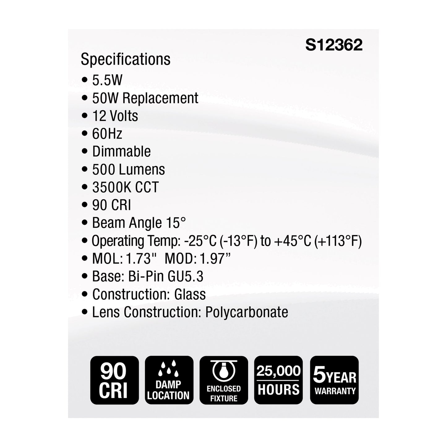 5.5MR16/GB/935/SP15/12V