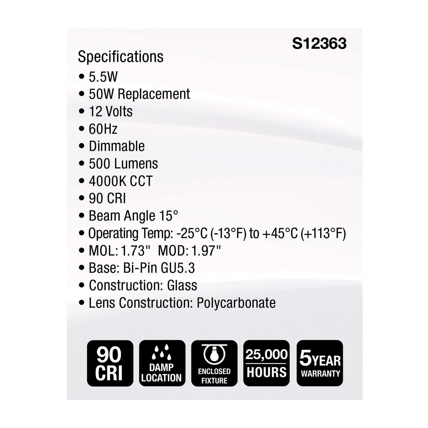5.5MR16/GB/940/SP15/12V