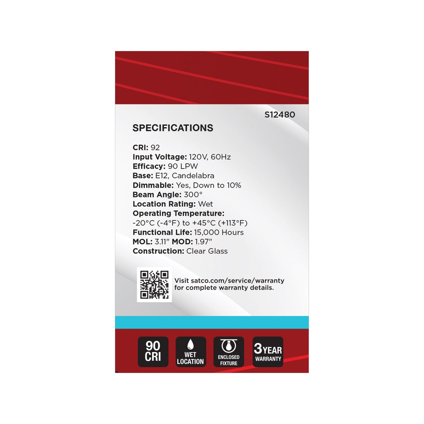 5.5 Watt G16.5 LED; Medium Base; Clear; 5000K CCT; 120 Volt