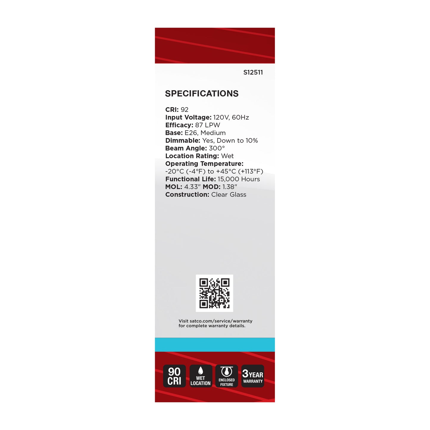 4 Watt CA10 LED; Medium Base; Clear; 5000K CCT; 120 Volt