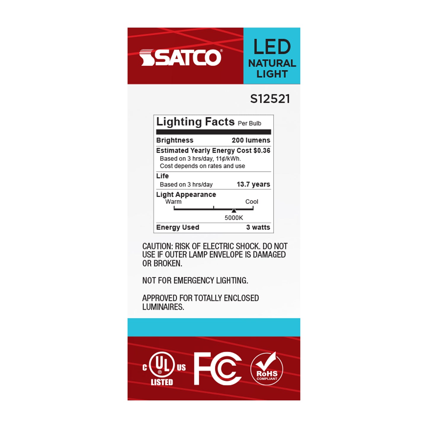 3 Watt T6.5 LED; Intermediate Base; Clear; 5000K CCT; 120 Volt