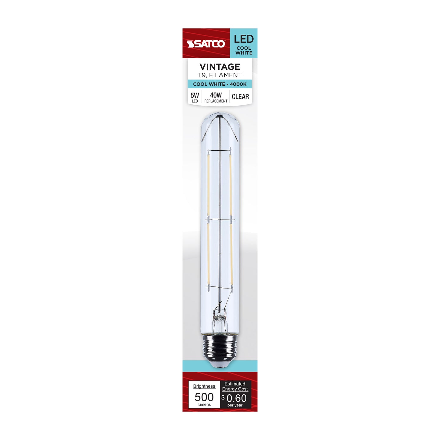 5 Watt T9 LED; Medium Base; Clear; 4000K CCT; 120 Volt