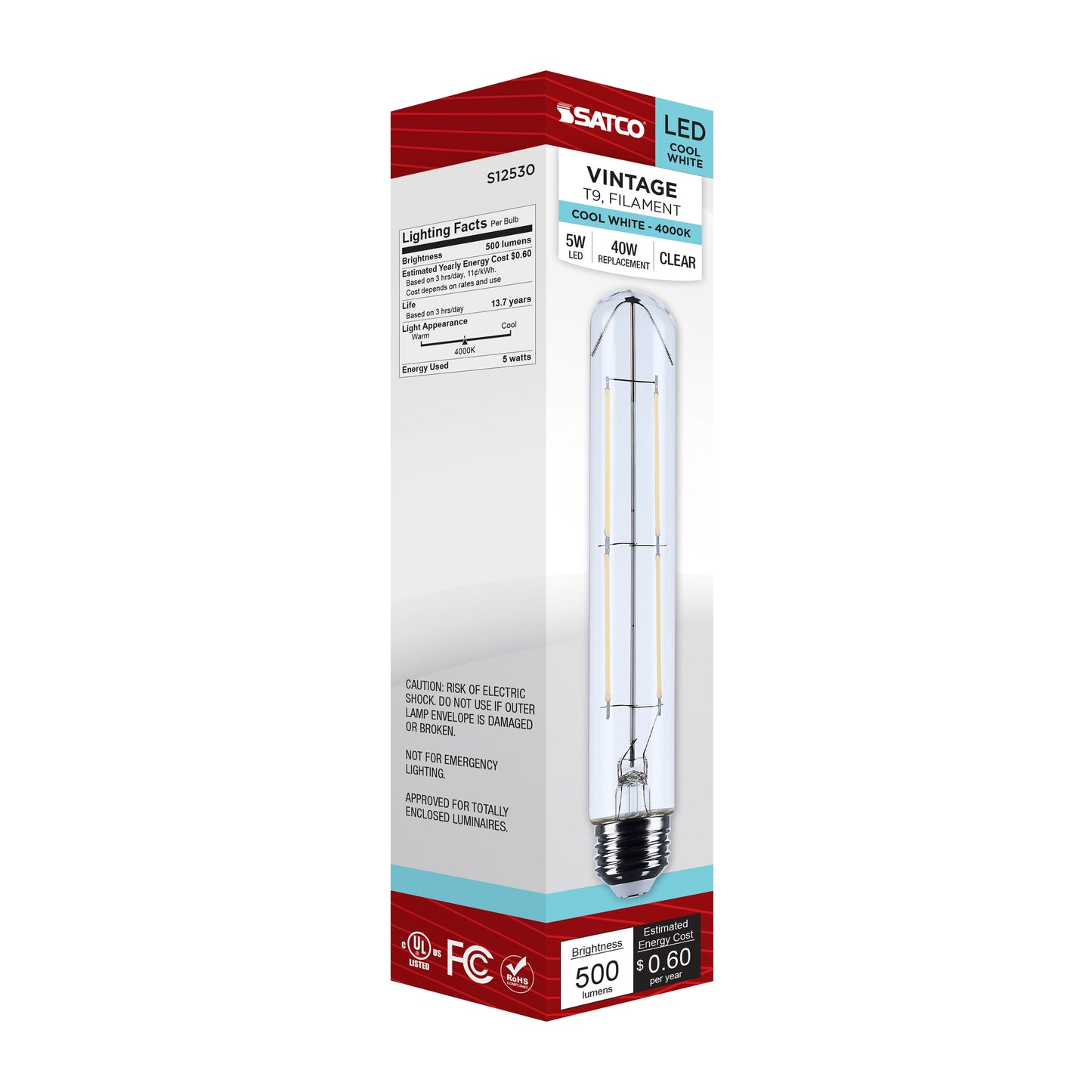 5 Watt T9 LED; Medium Base; Clear; 4000K CCT; 120 Volt