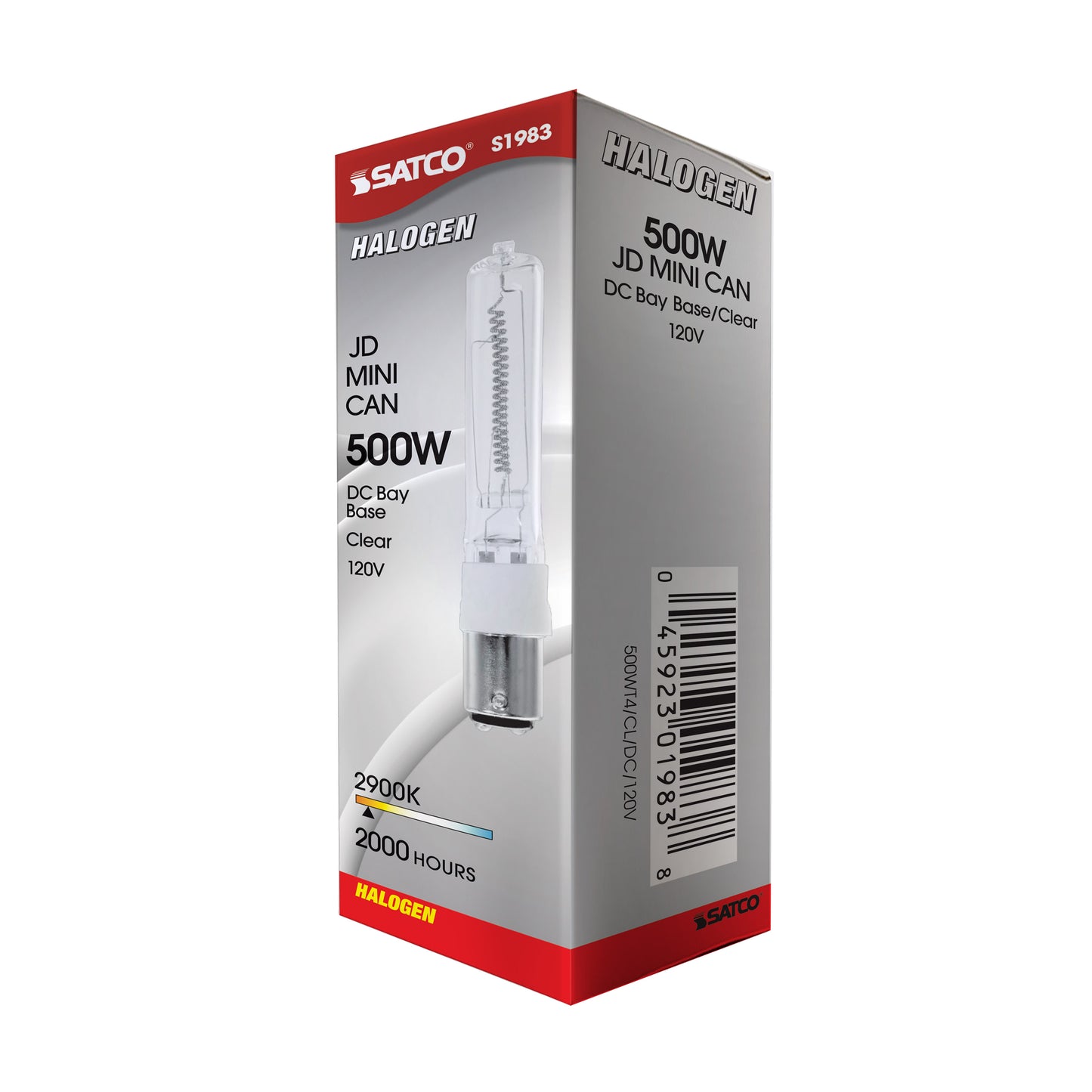 500 Watt; Halogen; T4; Clear; 2000 Average rated hours; 8500 Lumens; DC Bay base; 120 Volt