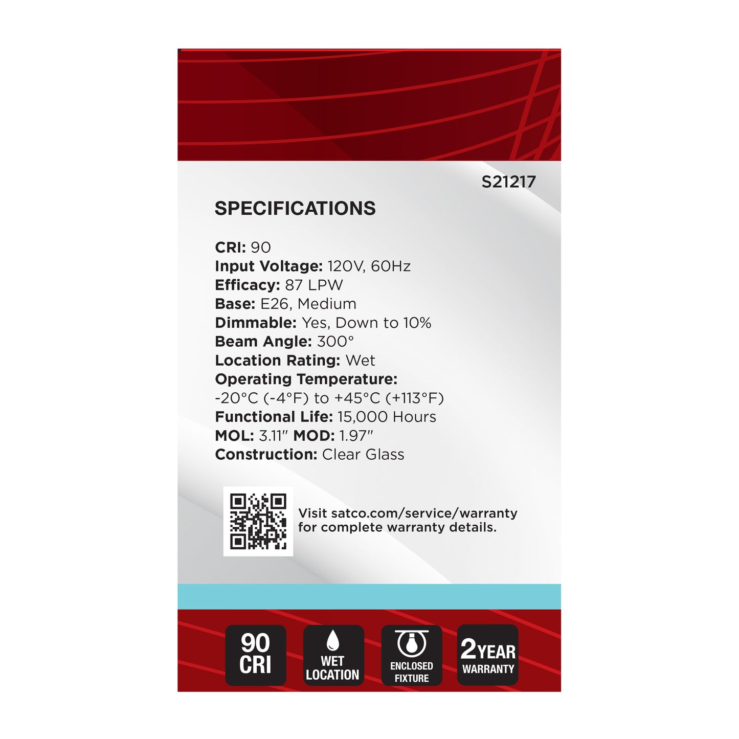 4 Watt G16.5 LED Filament; Clear; Medium base; 90 CRI; 4000K; 120 Volt