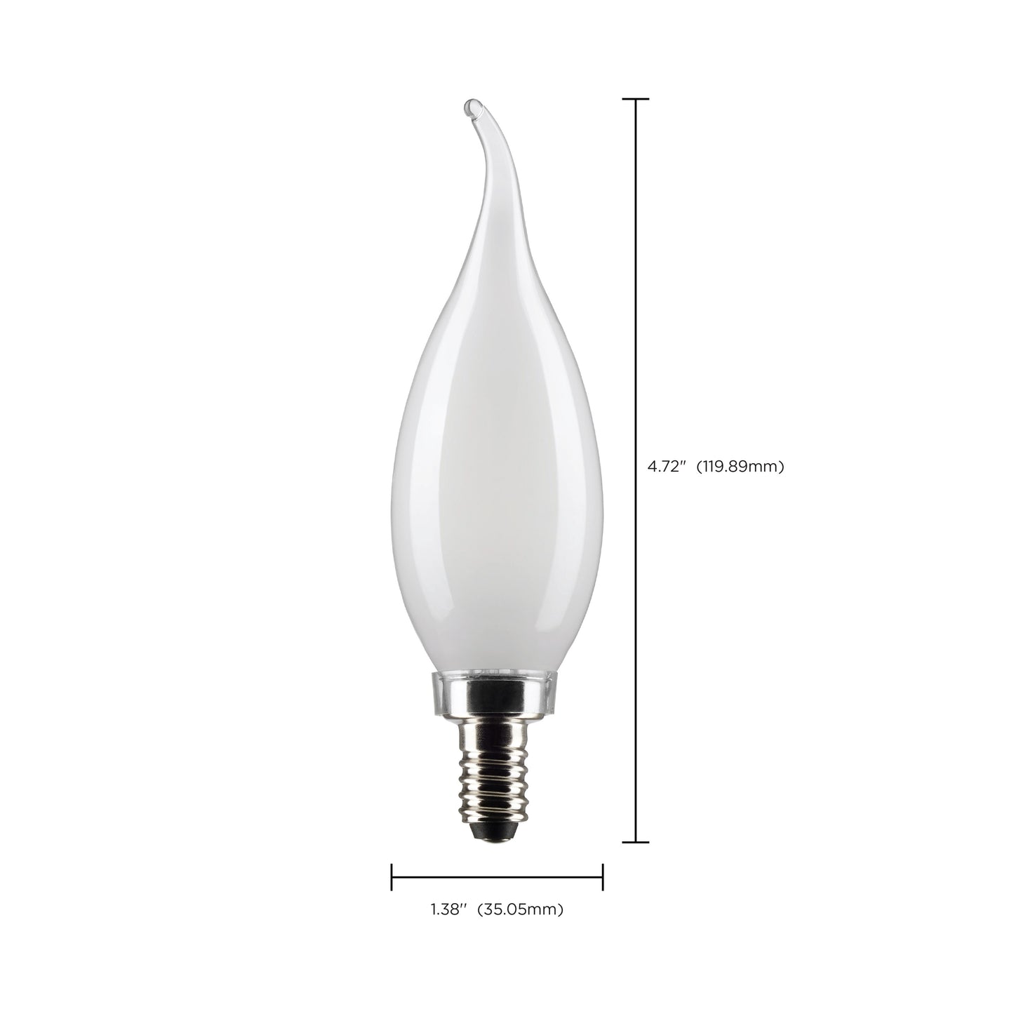 4 Watt CA10 LED Filament; Frost; Candelabra base; 90 CRI; 4000K; 120 Volt