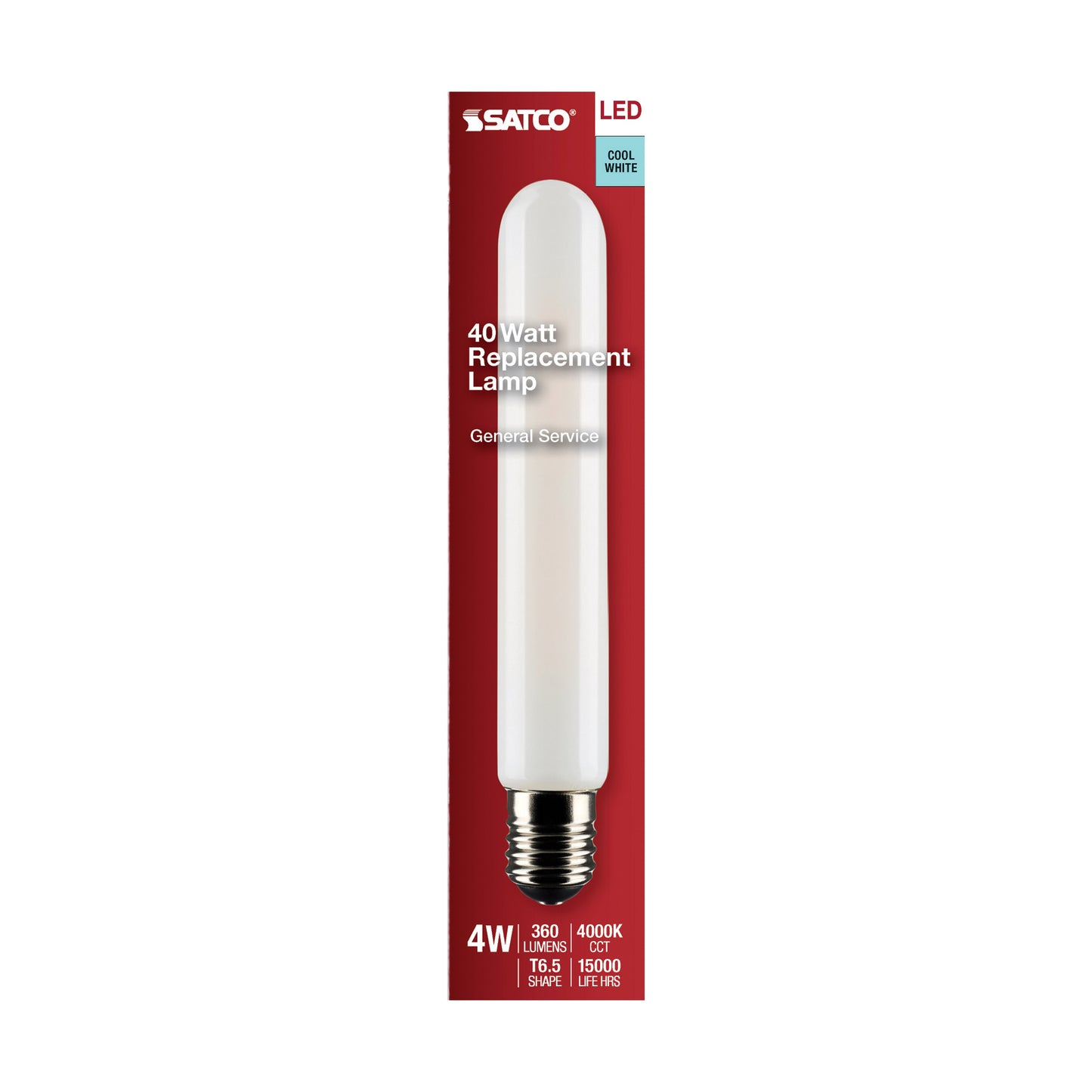 4 Watt T6.5 LED Filament; Frosted; Intermediate Base; 4000K; 360 Lumens; 120 Volt