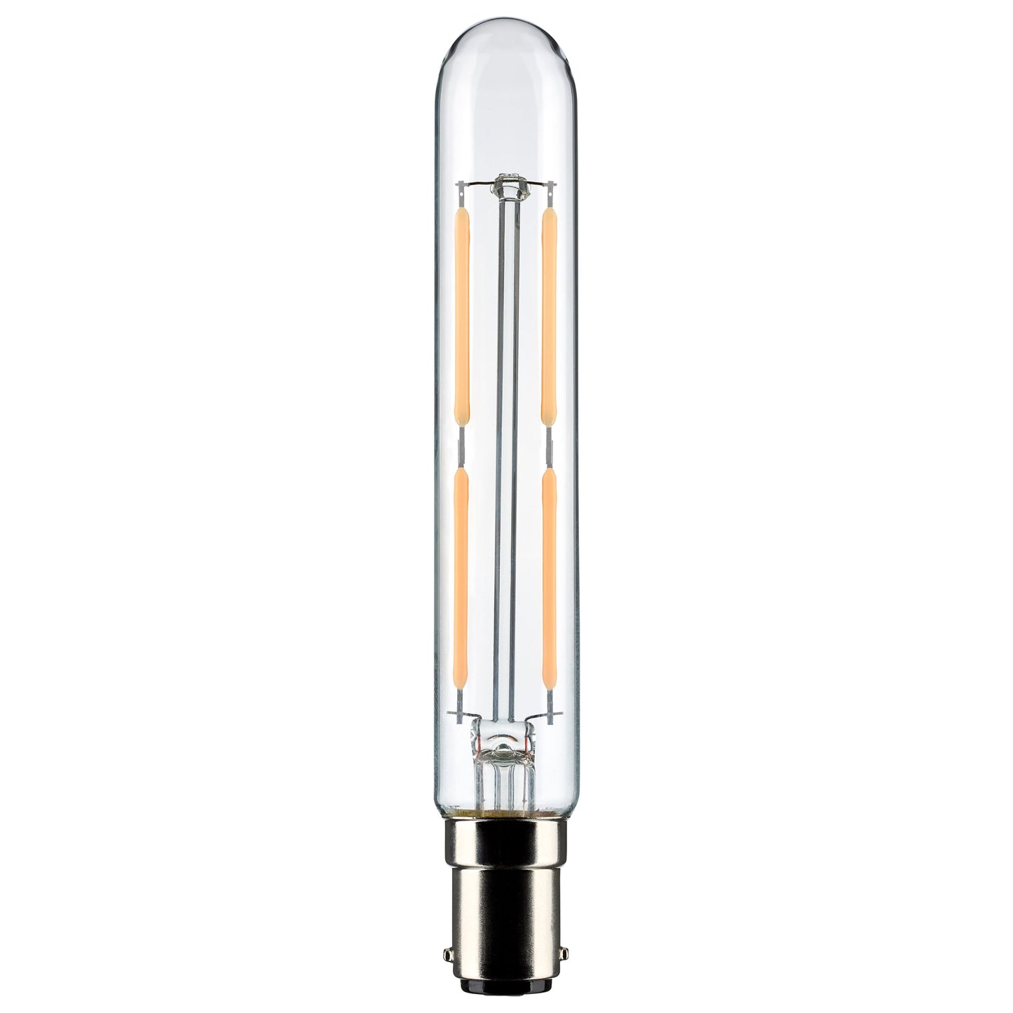 4 Watt T6.5 LED Filament; Clear; Double Contact Bayonet Base; 4000K; 400 Lumens; 120 Volt