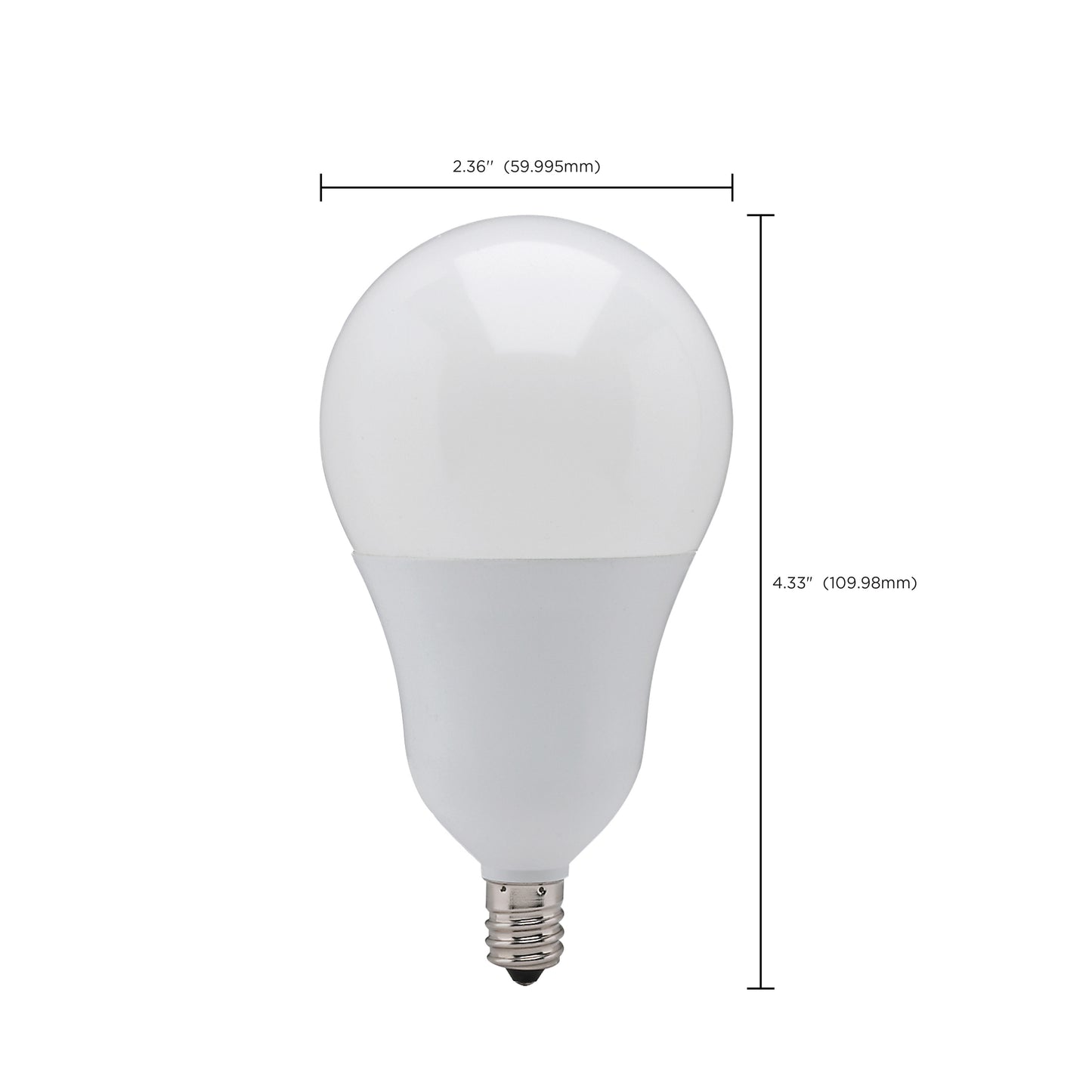 6 Watt; A19 LED; 3000K; Candelabra base; 220 deg. Beam Angle; 120 Volt