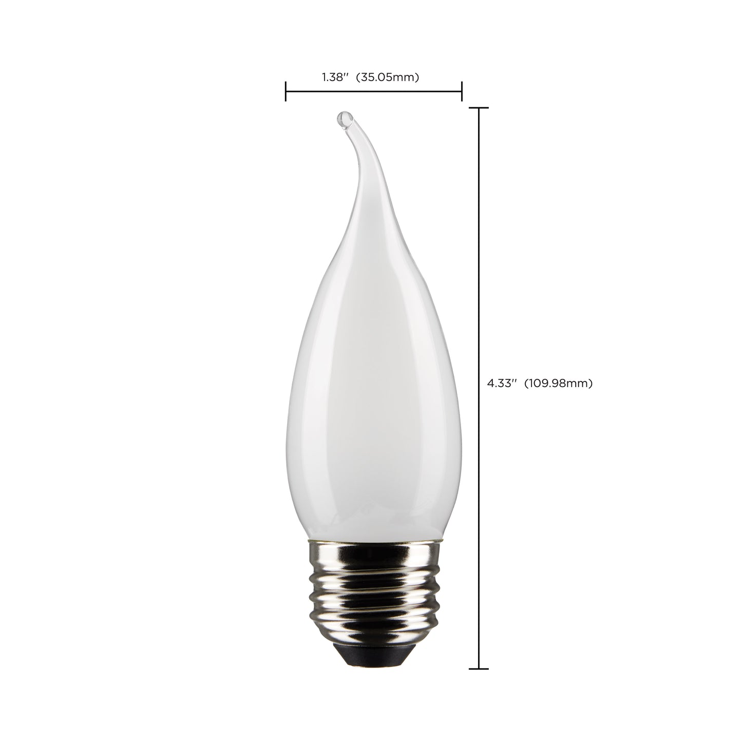 4 Watt CA10 LED Filament; Frost Finish; Medium Base; 5000K; 120 Volt; 2-Pack