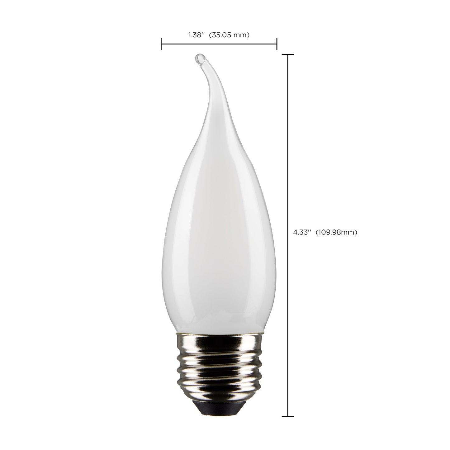 5.5 Watt CA10 LED Filament; Frost Finish; Medium Base; 5000K; 120 Volt; 2-Card