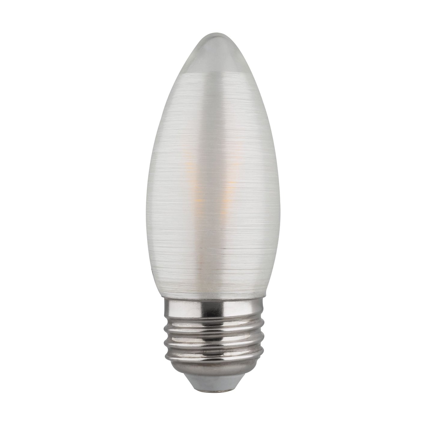 2 Watt C11 LED Filament; Satin Spun; Clear; Medium base; 2700K; 120 Lumens; 120 Volt; Carded