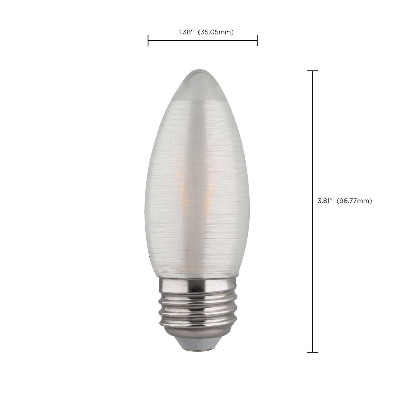 2 Watt C11 LED Filament; Satin Spun; Clear; Medium base; 2700K; 120 Lumens; 120 Volt; Carded
