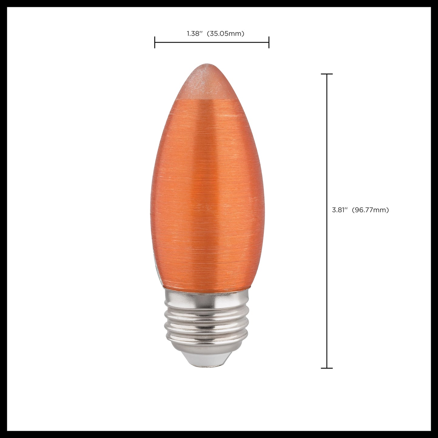 2 Watt C11 LED Filament; Satin Spun; Amber; Medium base; 2100K; 100 Lumens; 120 Volt; Carded