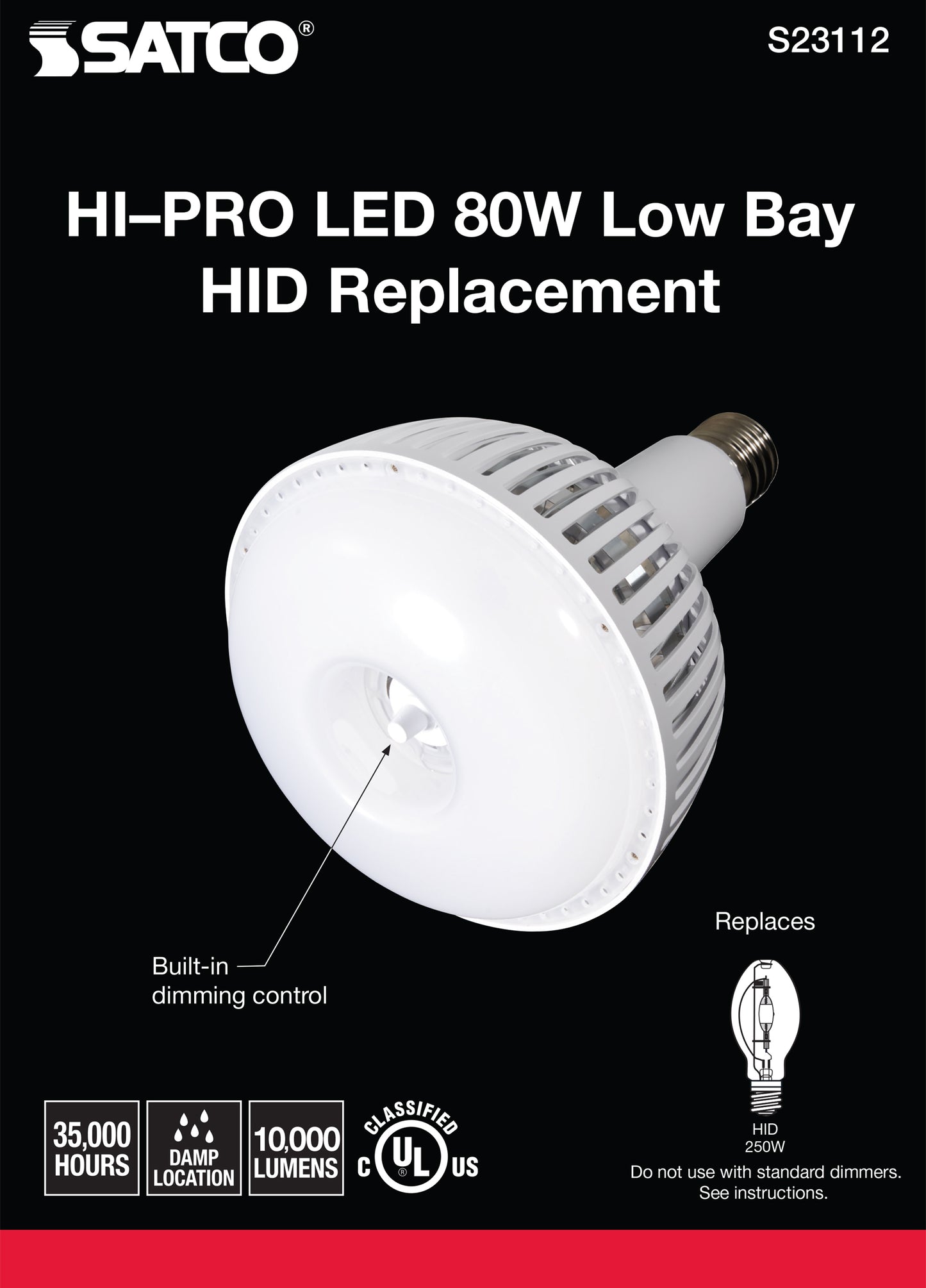 80 Watt - LED HID Replacement; 4000K; Mogul extended base; Type B Ballast Bypass; 120-277 Volt; Dimmable