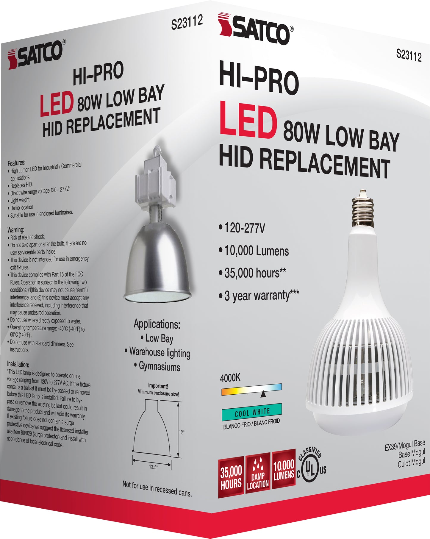 80 Watt - LED HID Replacement; 4000K; Mogul extended base; Type B Ballast Bypass; 120-277 Volt; Dimmable