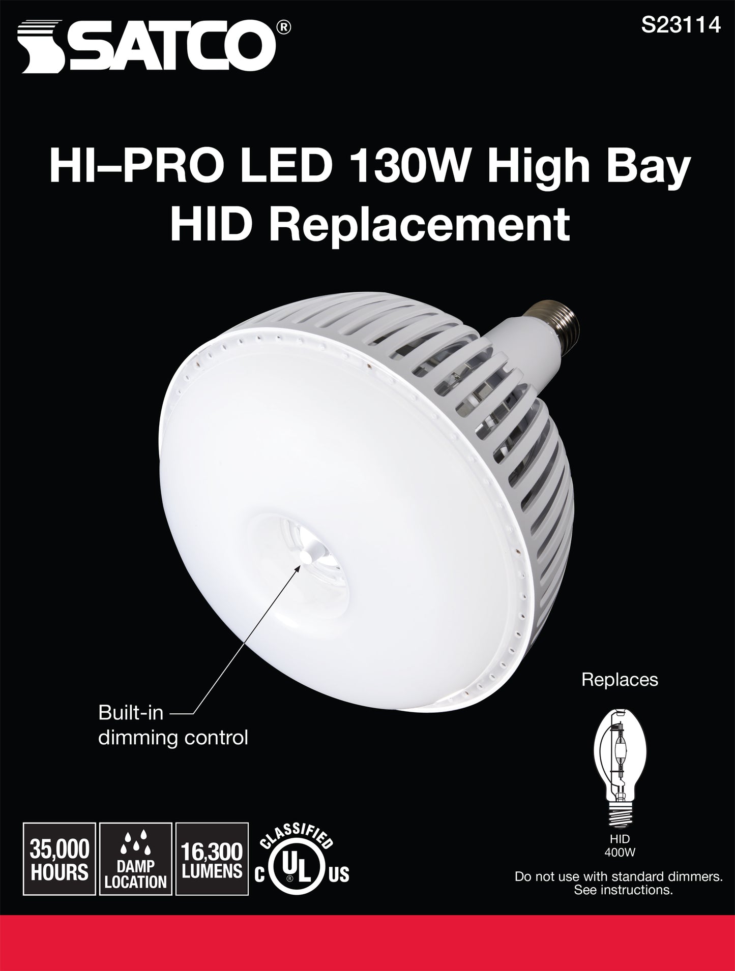 130 Watt - LED HID Replacement; 4000K; Mogul extended base; Type B Ballast Bypass; 120-277 Volt; Dimmable
