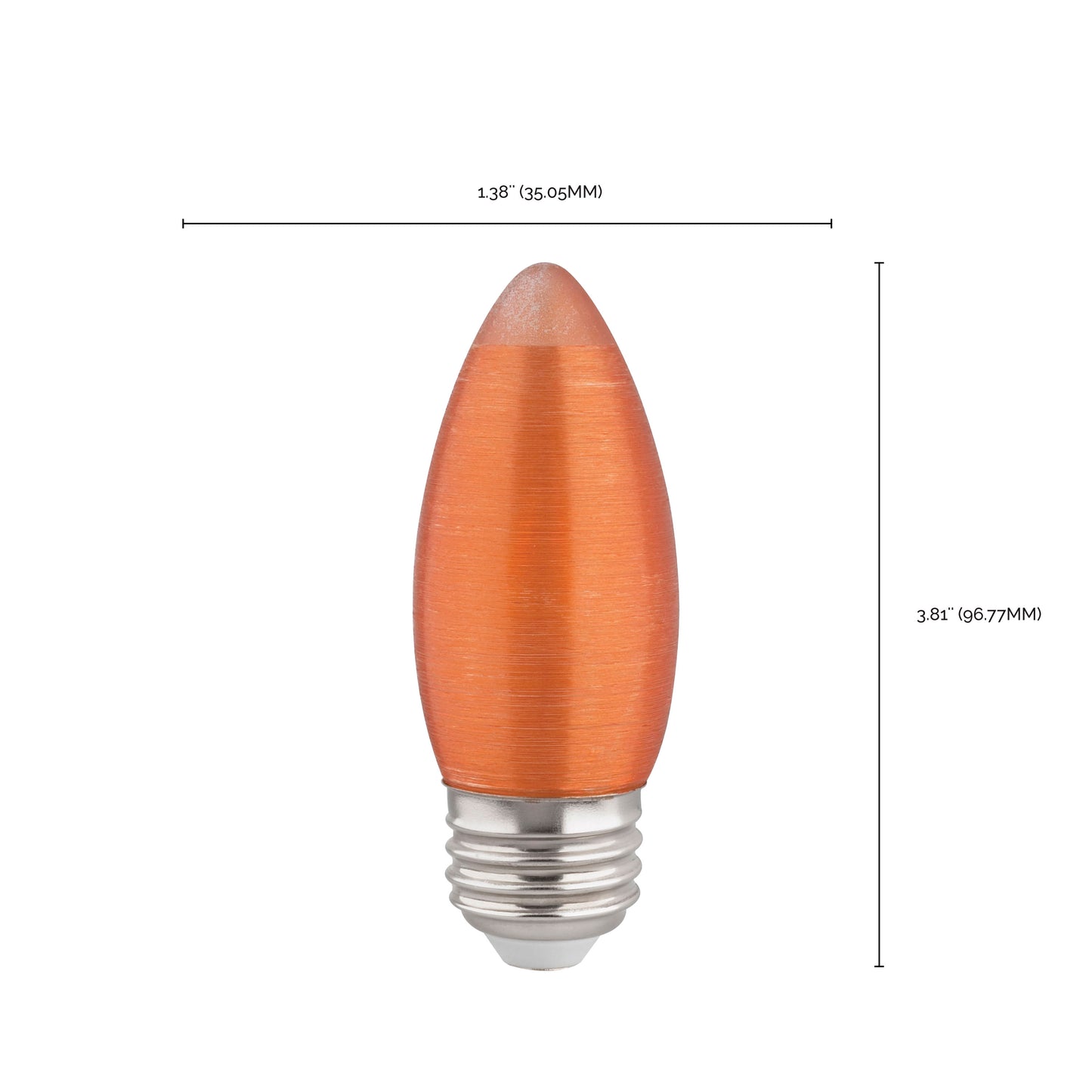2 Watt C11 LED Filament; Satin Spun; Amber; Medium base; 2100K; 100 Lumens; 120 Volt