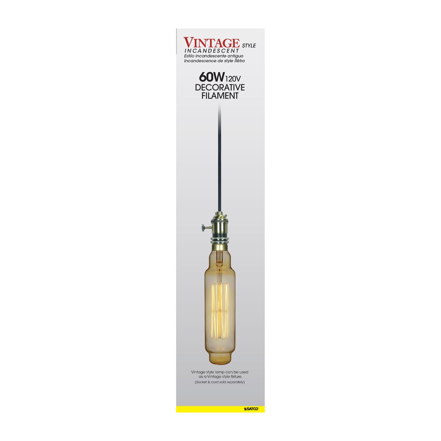 60 Watt T24 Incandescent vintage style; Amber; 2000 Average rated hours; Medium Base; 120 Volt