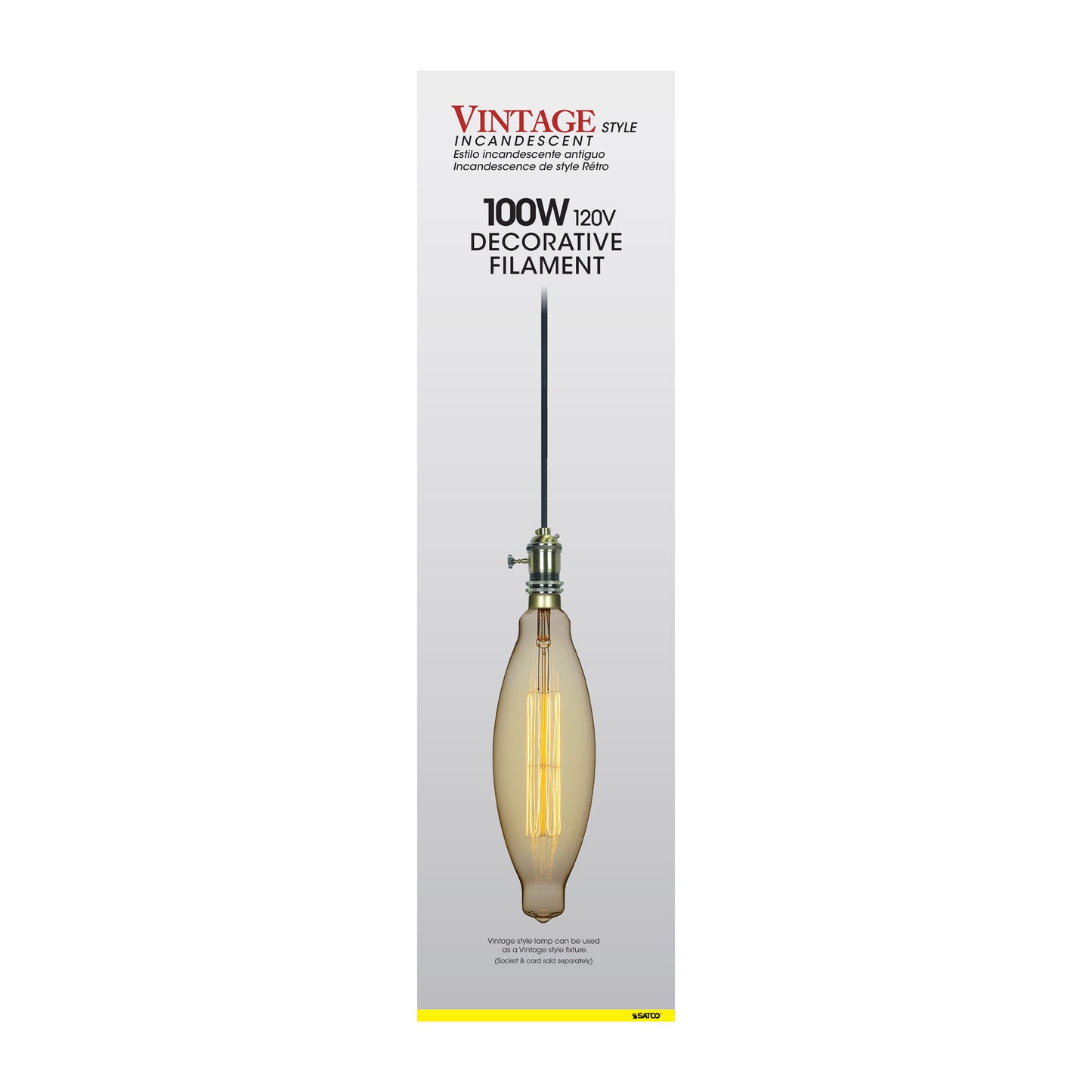 100 Watt BT38 Incandescent vintage style; Amber; 2000 Average rated hours; Medium Base; 120 Volt