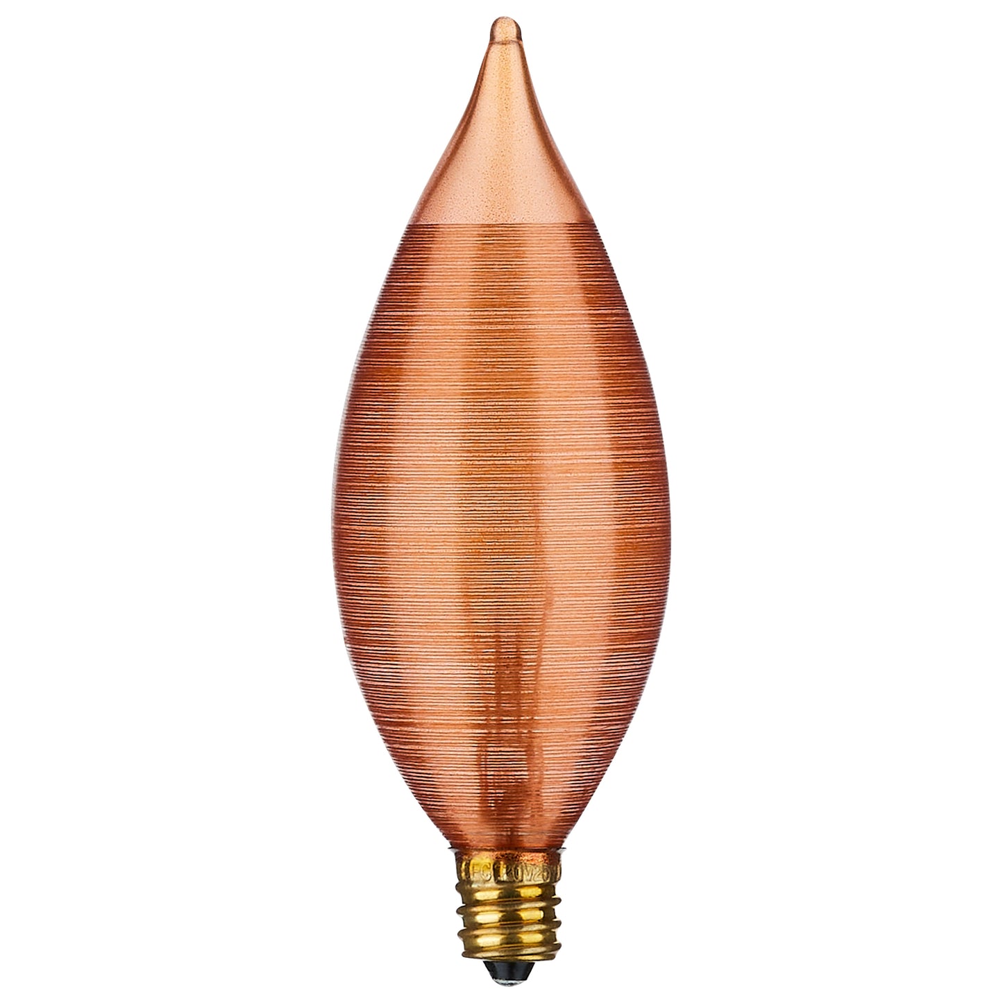 25 Watt C11 Incandescent; Spun Amber; 4000 Average rated hours; Candelabra base; 120 Volt; Carded