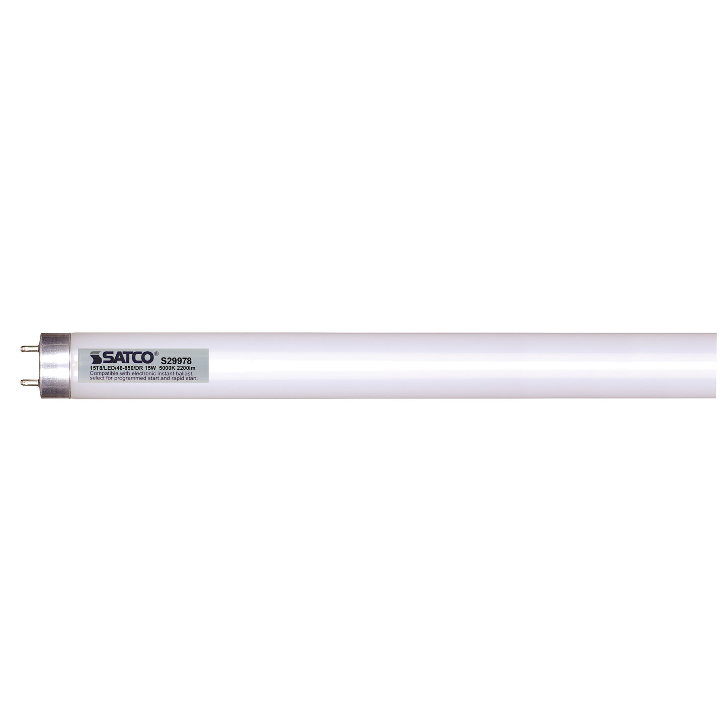 15 Watt T8 LED; Medium bi-pin base; 5000K; 50000 Average rated hours; 2200 Lumens; Type A; Ballast dependent