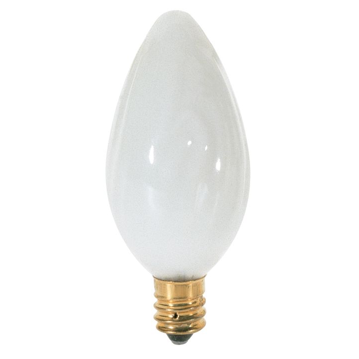 25 Watt F10 Incandescent; White; 1500 Average rated hours; 185 Lumens; Candelabra base; 120 Volt