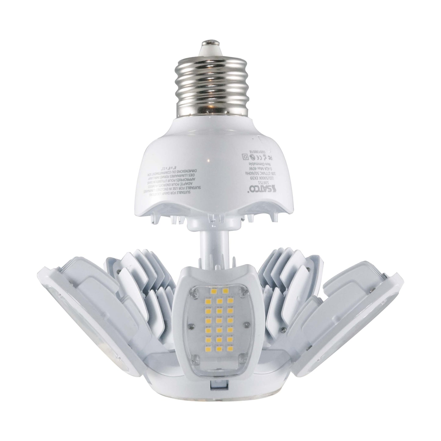 40 Watt LED HID Replacement; 2700K; Mogul extended base; Adjustable Beam Angle; Type B Ballast Bypass;100-277 Volt