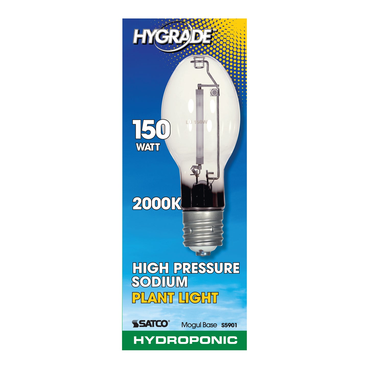 150 Watt; High Pressure Sodium HID; Mogul base; ET23 1/2; Clear; 20 CRI; 2000K