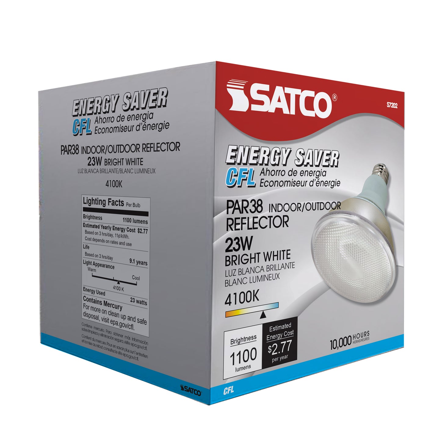23 Watt; PAR38 Compact Fluorescent; 4100K; 82 CRI; Medium base; 120 Volt