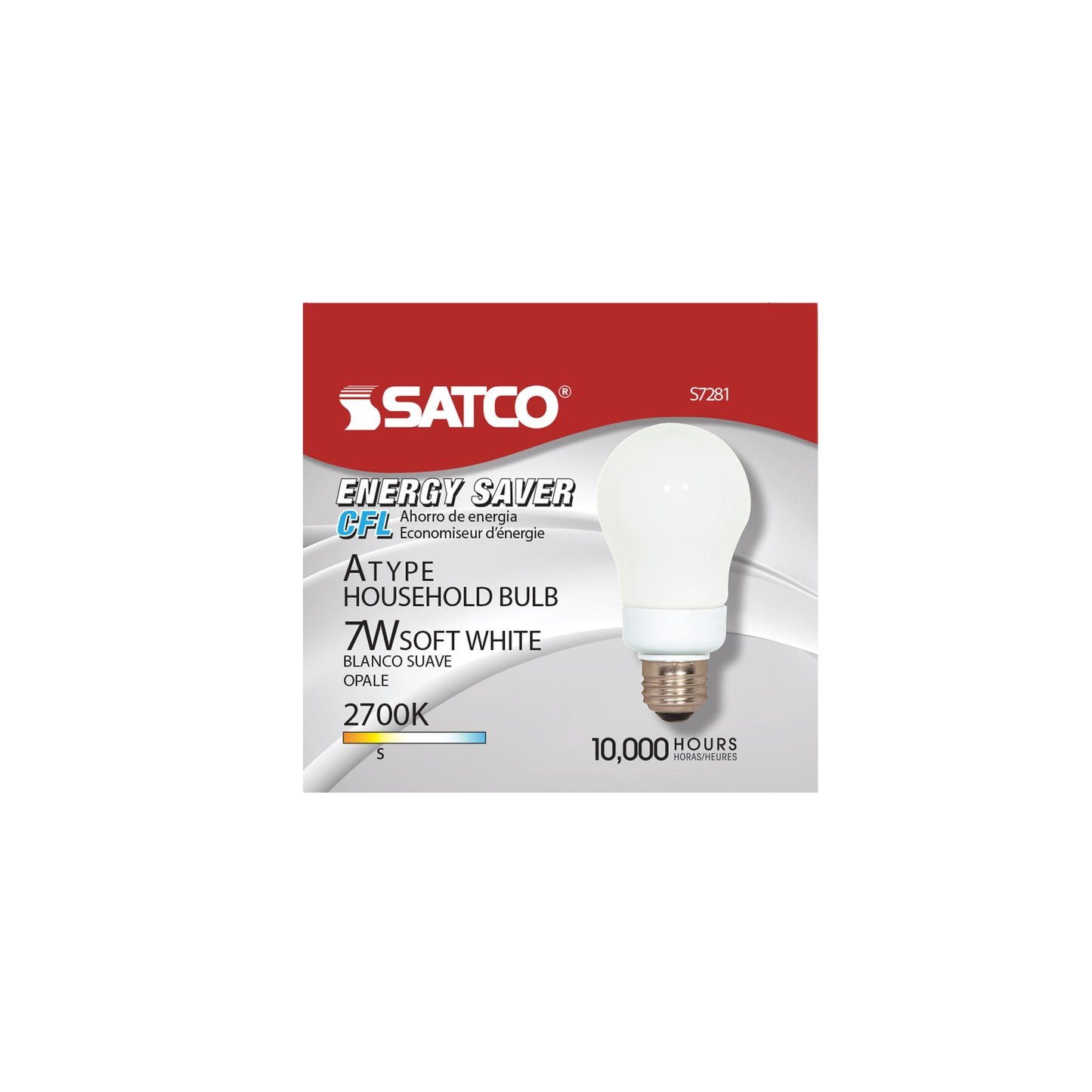 7 Watt; A19 Compact Fluorescent; 2700K; 82 CRI; Medium base; 120 Volt