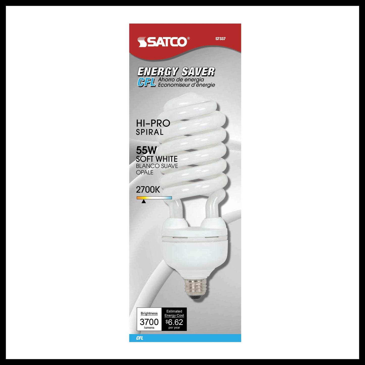 55 Watt; Hi-Pro Spiral Compact Fluorescent; 2700K; 82 CRI; Medium base; 120 Volt