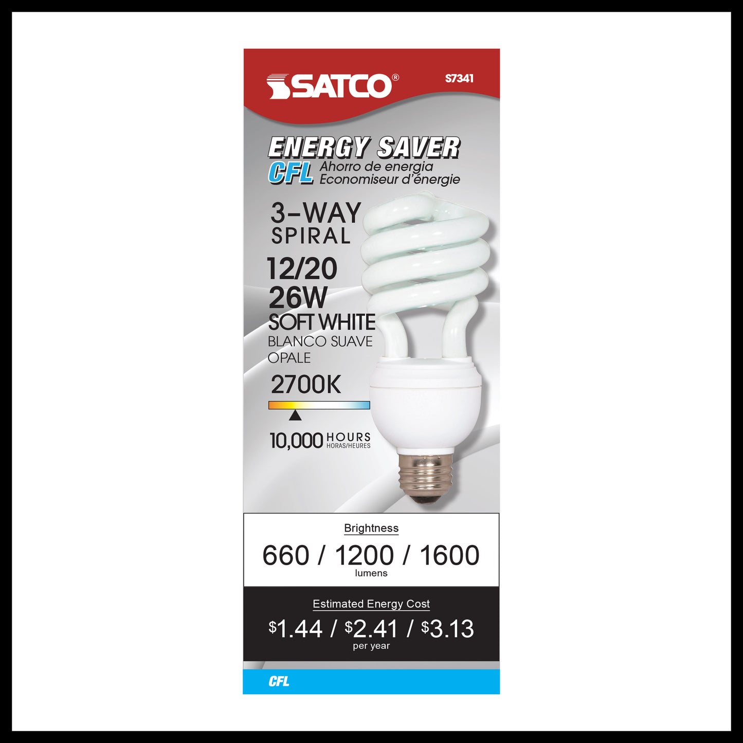 12 Watt/20 Watt/26 Watt; Spiral Compact Fluorescent; 2700K; 82 CRI; Medium base; 120 Volt