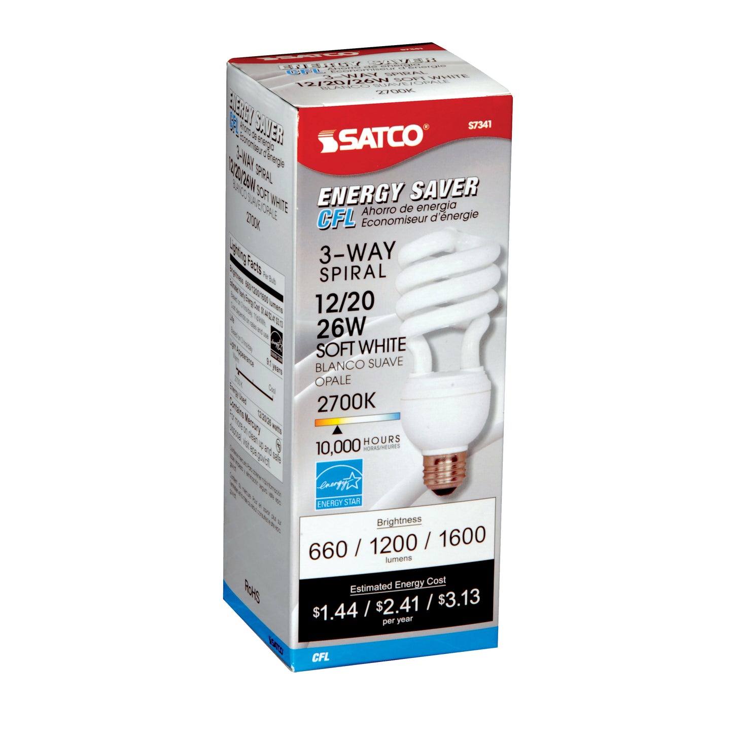12 Watt/20 Watt/26 Watt; Spiral Compact Fluorescent; 2700K; 82 CRI; Medium base; 120 Volt
