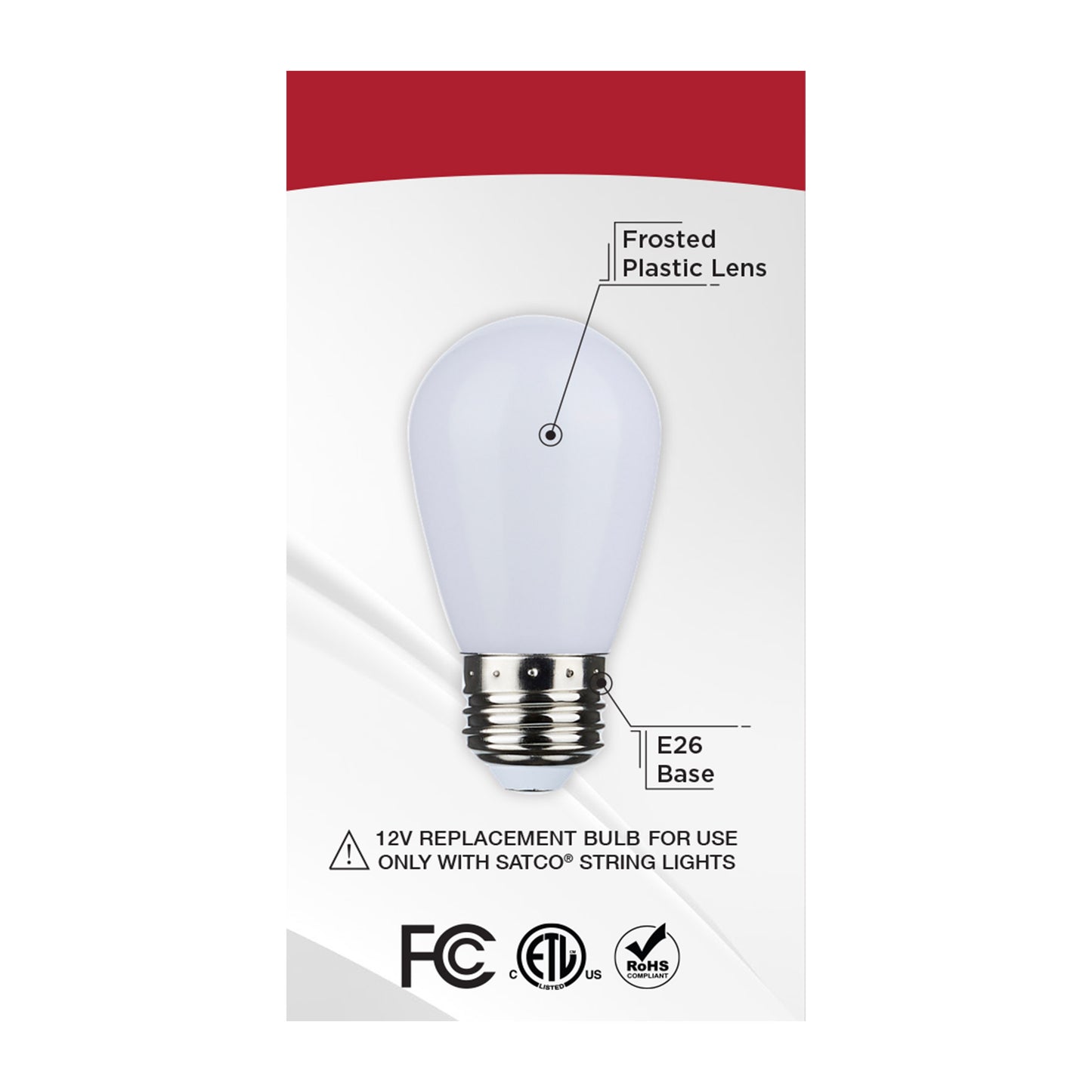 Replacement LED String Light Lamp; 1 Watt; S14; Tunable White; Frosted; Starfish IOT; 12 Volt; Medium Base; 2-Pack