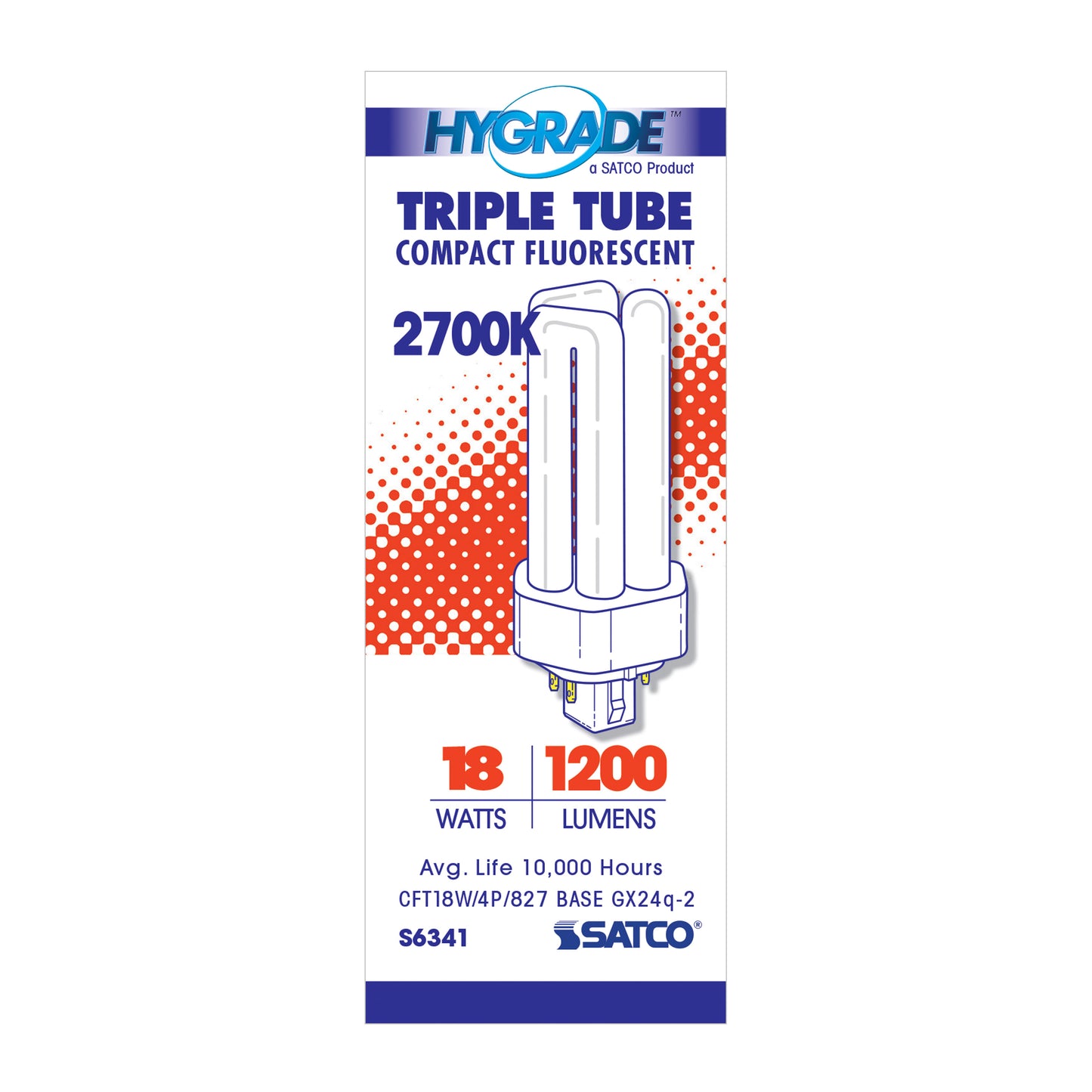 18 Watt; pin-based Compact Fluorescent; 2700K; 82 CRI; GX24q-2 (4-Pin) base