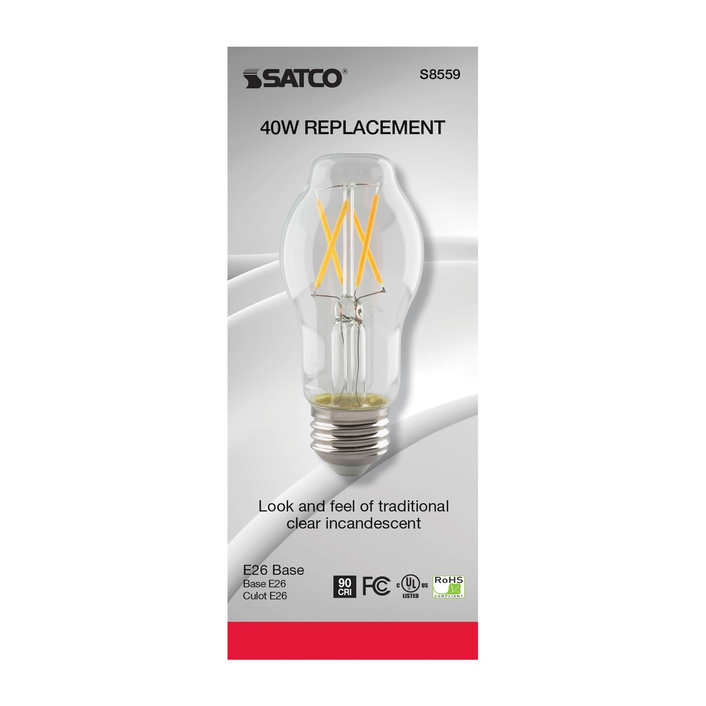 5.5 Watt BT15 LED Filament; Clear; Medium base; 2700K; 500 Lumens; 120 Volt