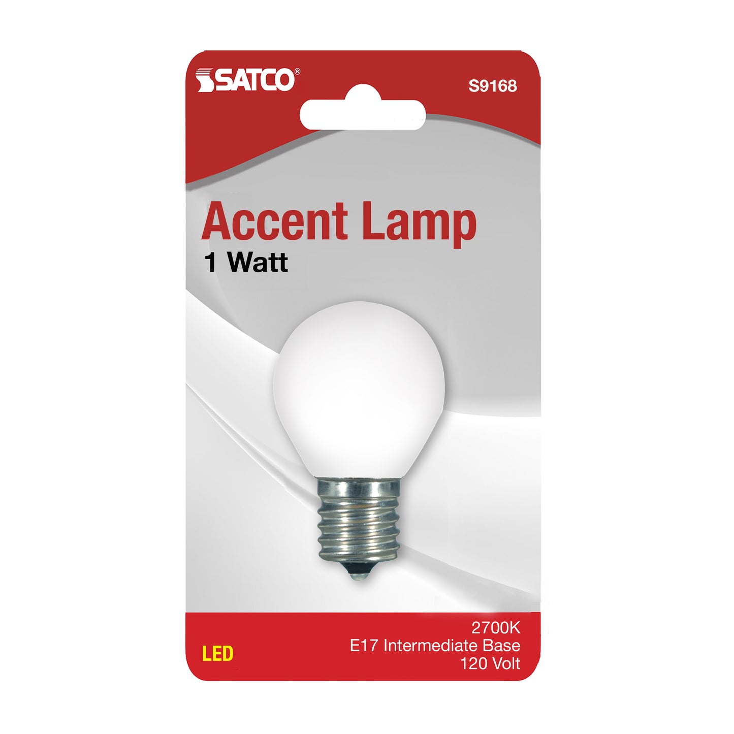 1 Watt LED; S11; White; 2700K; Intermediate base; 120 Volt; Carded