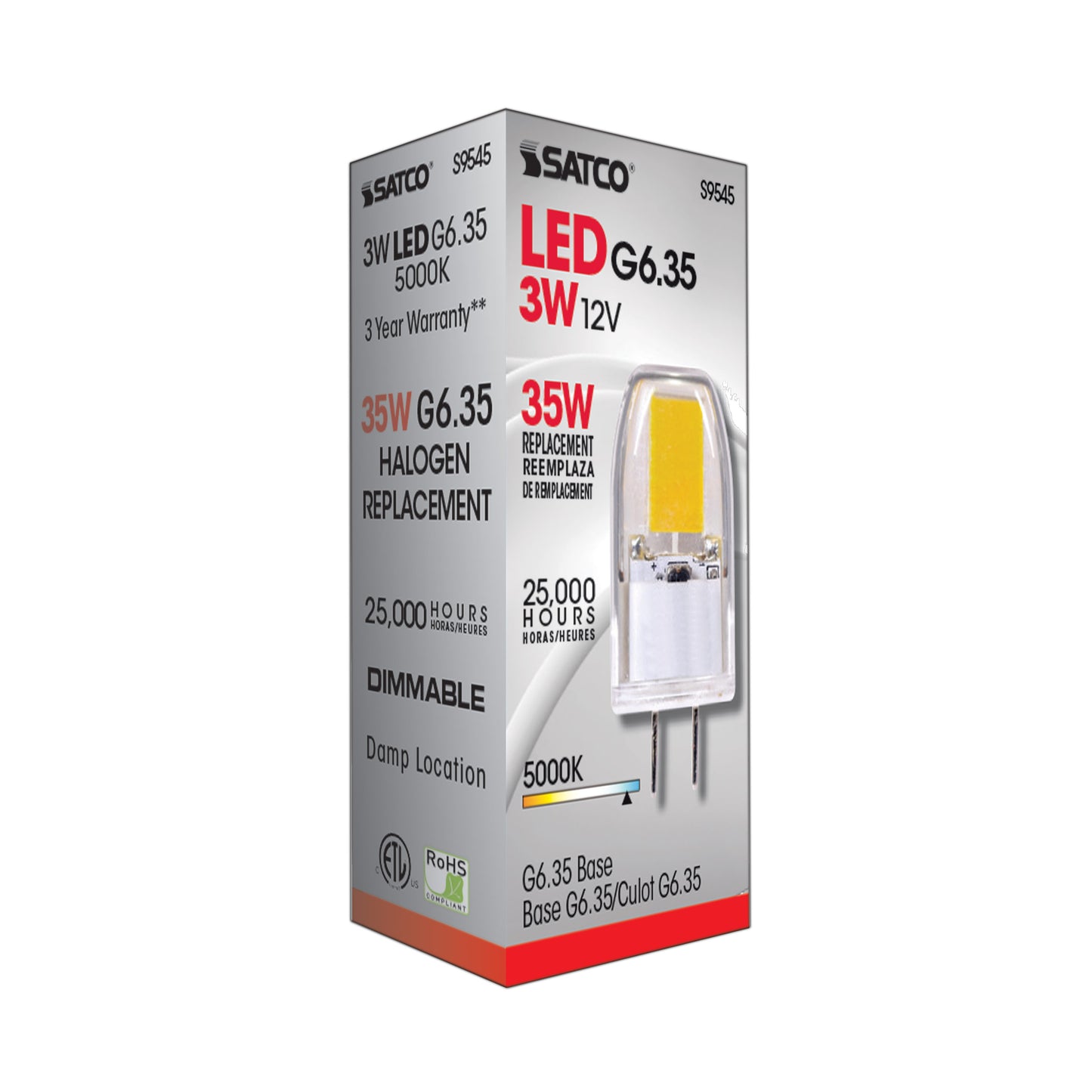 3W; JC LED; 5000K; G6.35 base; 12 Volt AC/DC