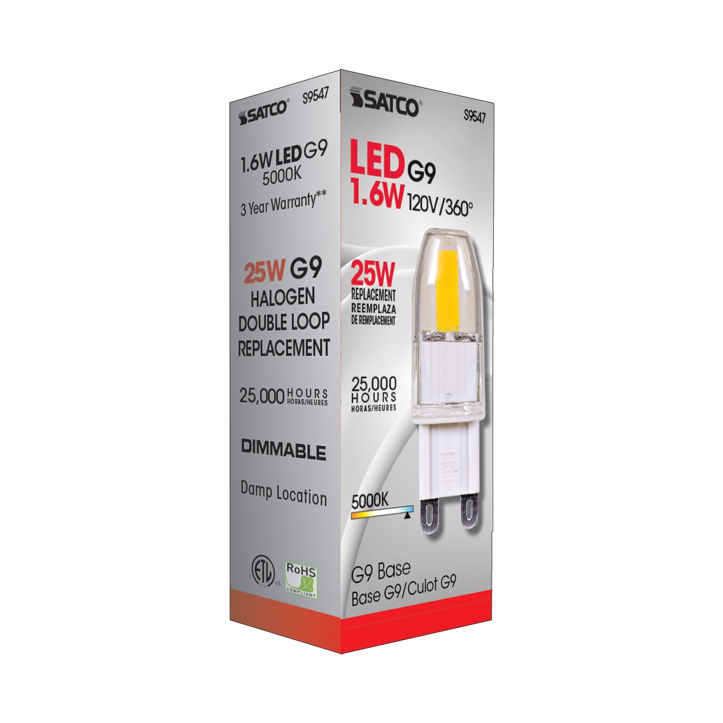1.6 Watt; JCD LED; 5000K; G9 base; 120 Volt