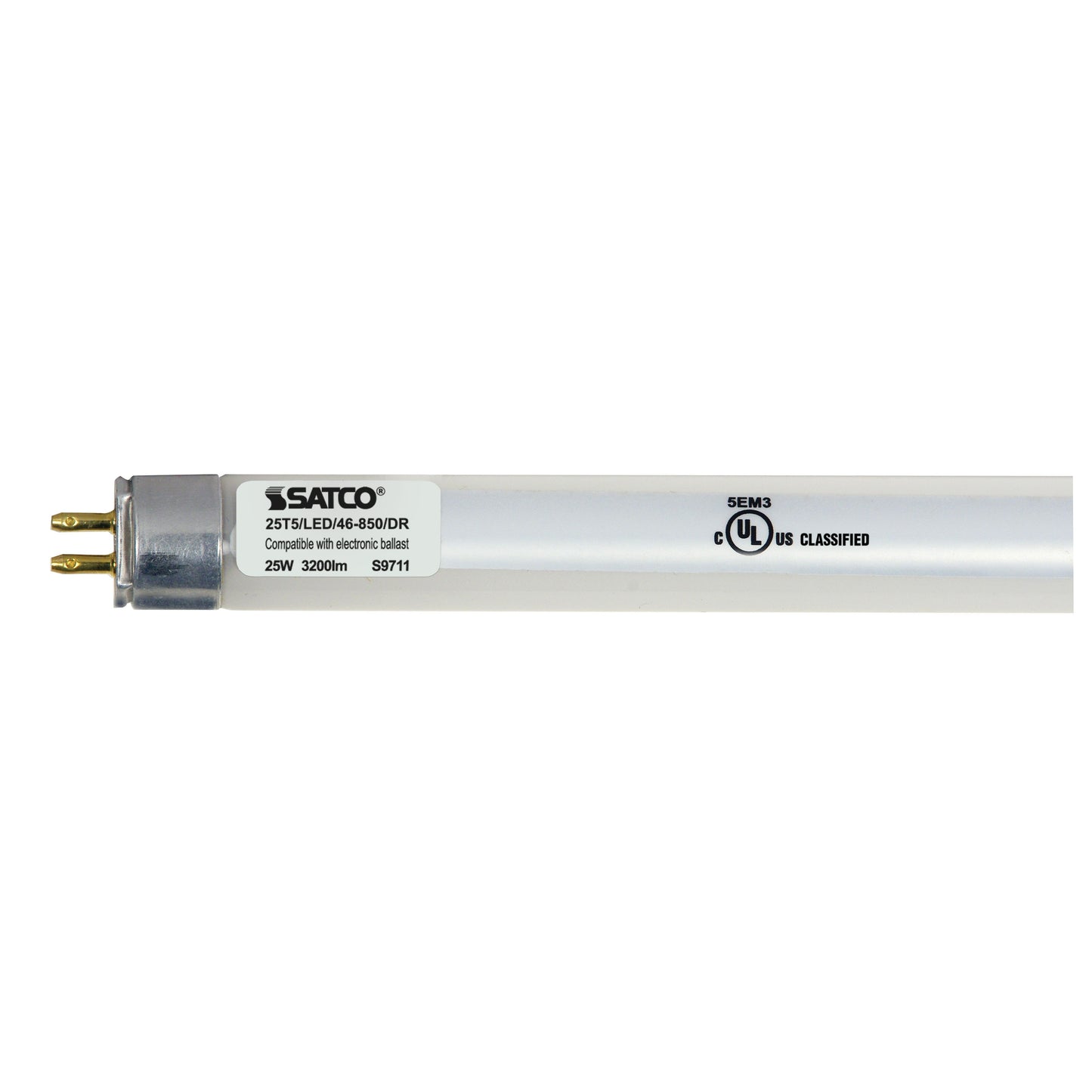 25 Watt T5 LED; Miniature bi-pin base; 5000K; 50000 Average rated hours; 3200 Lumens