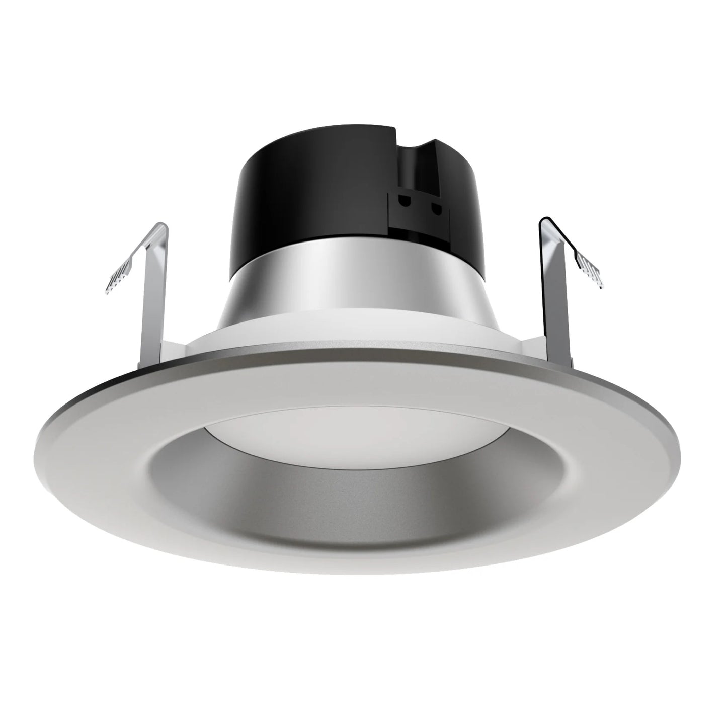 9.5W LED Downlight Retrofit; 4"; Brushed Nickel trim; 3000K; 120 volts; Dimmable